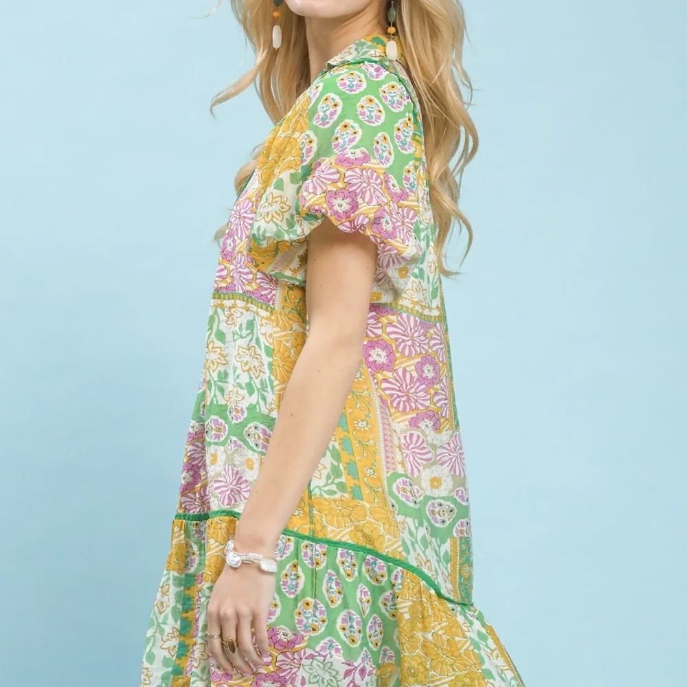 Umgee Patchwork Print Dress - Picture 4 of 6